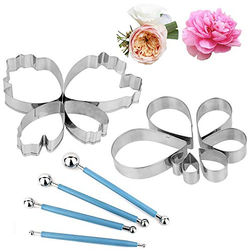 EMAGEREN 4 pezzi In Acciaio Inox Torta Del Fondente Della Muffa Taglierina per petali di rosa 7 pezzi Taglierina per fiori di peonia 4 pezzi per torte dolce muffin tazza tortadisegno