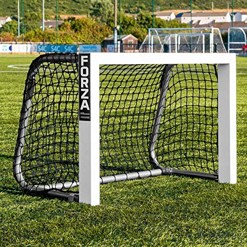 FORZA Alu Mini Ziel Fußballtor │ tragbar und zusammenfaltendes Design │ blau und schwarz Netz Optionen erhältlich (Schwarzes Netz)