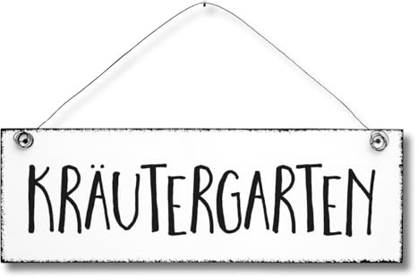 Kräutergarten - Dekoschild Türschild Wandschild Holz Deko Wand Tür Schild 10x30cm Holzdeko Holzbild Geschenk Mitbringsel