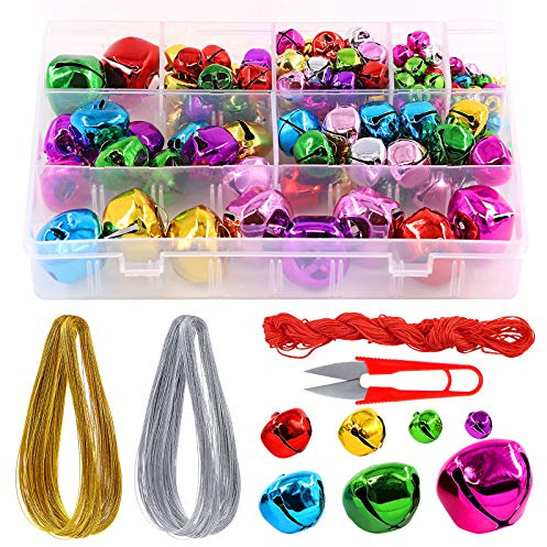 Swpeet Weihnachtsglocken-Set aus Aluminiumlegierung mit 225 m langem Kabel, perfekt für Weihnachts- und Halloween-Dekorationen, 154 Stück