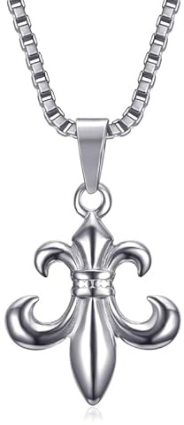 BOBIJOO Jewelry - Discret Pendentif Doré Fleur de Lys Patriote templier Chevalier Acier Argent Chaîne