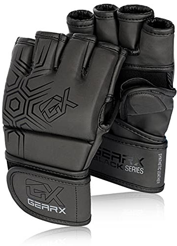 GearX Gants de boxe MMA Sparring Maya Hide Cuir Pro Gel Sac de Frappe Gym Entraînement Combat Muay Thai Kickboxing (M)