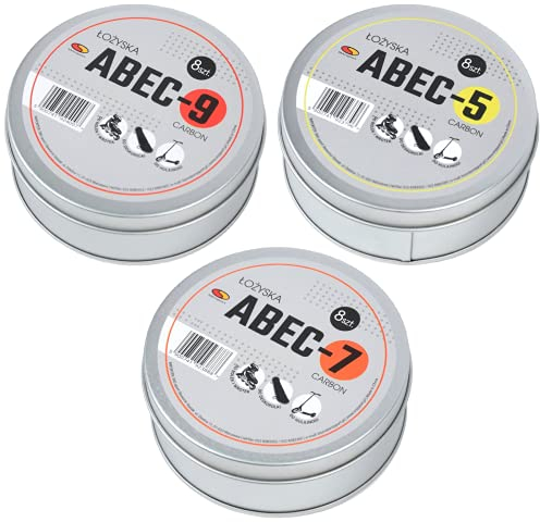 SMJ sport Kugellager Bearings | Set 8 Stück | Zur Auswahl ABEC-5 / ABEC-7 / ABEC-9 | Standard 608ZZ Typ | Ideal für Inliner, Skateboard, Scooter, Roller, Rollschuhe (ABEC-5)