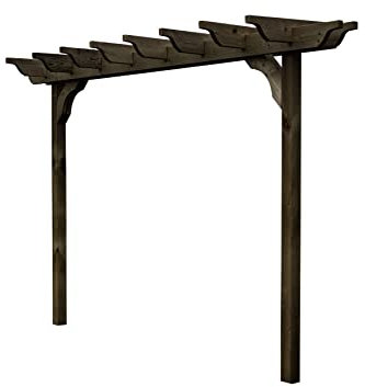 Sculpted Double Beam Pergola, Arch Plant Climbing Arbour (3.6m One Wire Kit, Rustic Brown)