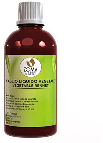 ZOMA Caglio Vegetale per formaggio 100 Ml - Caglio Per Formaggio Uso Domestico ad alta resa - Made In Italy