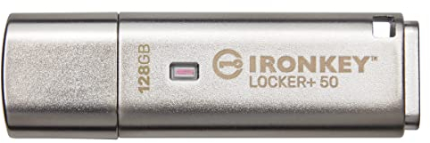 Kingston IronKey Locker+ 50 USB Flash Drive XTS-AES Encrypted for Data Protection with Automatic USBtoCloud Back Up-IKLP50/128GB