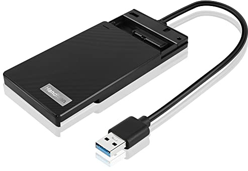 GINTOOYUN Carcasa HDD/SSD de 2.5 pulgadas, USB 3.0, plástico negro, adaptador de carcasa de disco duro para computadoras portátiles/de escritorio