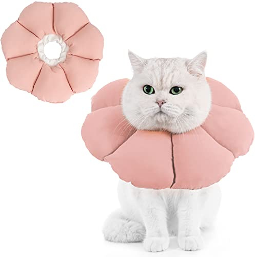 Avont halsband för katt, justerbart mjukt halsband som skyddar mot kattslick från små hundar Efter operationen skyddshalsband - L- Pink