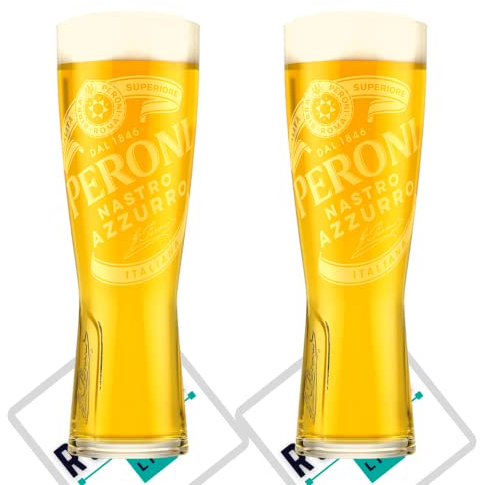 Roxley Peroni - Vasos de pinta (2 unidades, incluye 2 tapetes)