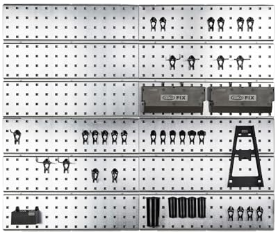 Raaco Start Set 38 Paroi D'Outils Galvanisée - Panneau Perforé Atelier avec 38 SuperClips, 104 x 88 cm, Capacité Totale de Charge 300 kg, Porte Outils Mural, Système d'Organisation d'Atelier