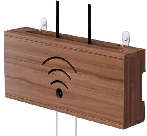 HFGHGDF Scatola Router WiFi, Porta Router da Parete, Scatola Nascondi Cavi da Parete in Legno Lattina Nascondere Perfettamente Il Router e Mettere in Ordine i Suoi Cavi(Brown)