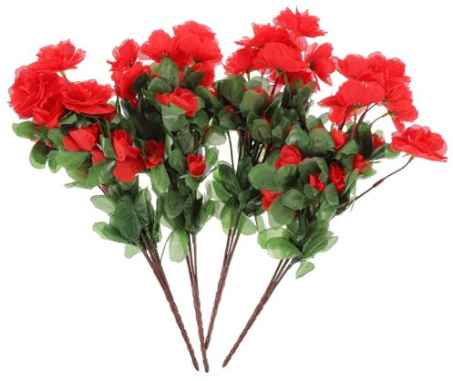 4 Künstliche Rhododendren Ornamente, Realistische Blumendekorationen