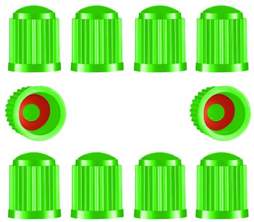 10 tapas de plástico para válvulas de neumáticos de coche, bicicleta, con junta tórica para SUV, bicicleta, motocicleta, color verde