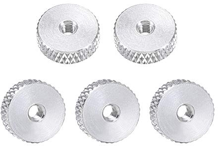 Rändelmutter, flache Rändelmutter – M3 x 12 mm x 4 mm Rändelmuttern, Sicherungs-Einstellmuttern, Aluminiumlegierung, schwarz, 5 Stück (Size : Silver)