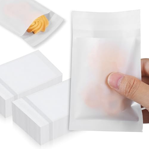 1000 Stück flache Pergaminbeutel aus gewachstem Papier, Keksbeutel, halbtransparent, kleine Papiertüten für handgefertigte Seifen, Verpackung, Bäckerei, Kekse, Süßigkeiten, Partygeschenk (7,6 x 12,7