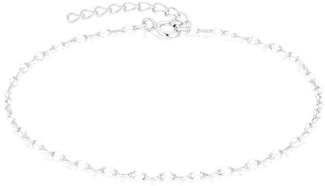 SILBERTALE Damen Armband 925 Sterling Silber Verstellbare Armkette 17+3 cm Lippenkette Armschmuck