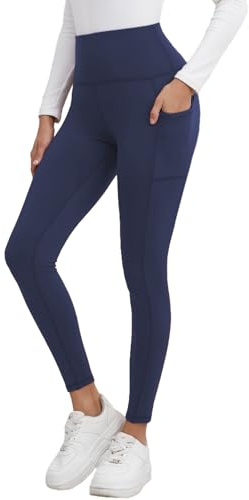Merlvida Sport Leggings Damen High Waist Blickdicht Sportleggings mit Taschen Bauchweg Sporthose Lang Elastische Leggins Weiche Hose für Yoga Workout Gym