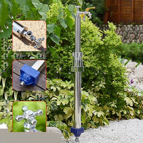 XRRJFYH Wasserzapfsäule Garten Frostsicher Anschluss von Unten Wassersäule mit Wasserhahn Wasserzapfstelle Garten Standwasserhahn 1/2 Zoll (150 cm/59 in)