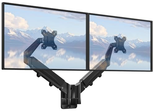 Support Mural Ecrans PC pour 2 Moniteurs de 17 à 32 , avec Hauteur Réglable, Inclinable, Pivotant, Support de Moniteur Jusqu'à 9 kg par Bras, VESA 75 x 75/100 x 100