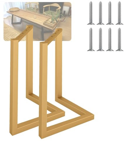 Metall Tischbeine 40x68cm Schwerlast Tisch-Gestell，Möbelbeine Verstellbar Schreibtisch Beine Robustes Tischkufen Tisch-Beine Für Esstisch & Schreibtisch(Gold,WxH(70x68cm))