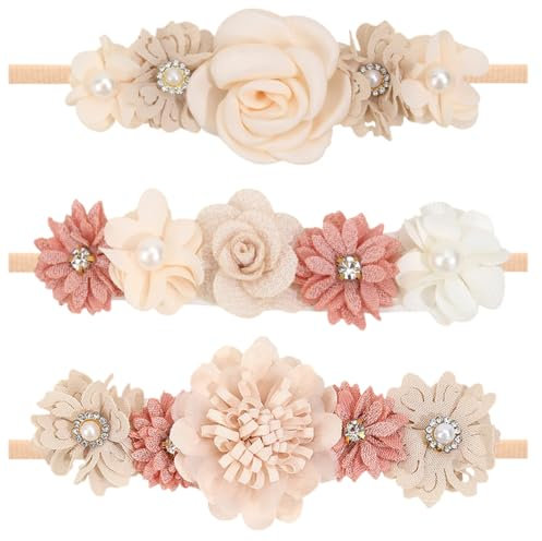 SGERUFZ 3 pcs Blume Haar Bands Prinzessin Baby Bands Kinder Stretch Nylon Stirnband