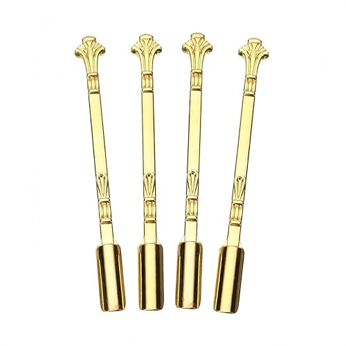 Naisfei 4 Pieces Mini Spoon,Gold Mini Shovel Microscale Spoon Home Supplies Pendants Necklace Vials,for Filling Salts, Herbs (Gold)
