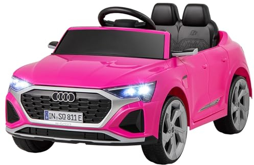 GYMAX Auto Elettrica per Bambini, Veicolo Elettrico 12V con Telecomando 2,4G, Musica, Clacson, Luci LED, Partenza Morbida e Sospensioni a Molla, Regalo per Bambini 3+ Anni, Nero/Rosa (Rosa)