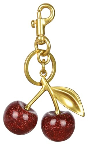 HOTUT Cherry Keychain for Women, Gold Cute Cherry Charm for Purses and Bags, Shiny Resin Metal Keychain Accessories