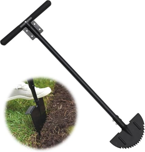 FLY HAWK Lawn Edger, 93cm Manual Grass Edging Tool Garden Border Cutter Edge with Professional Sharp Half Moon for for Patio, Flower Beds & Driveway/Black