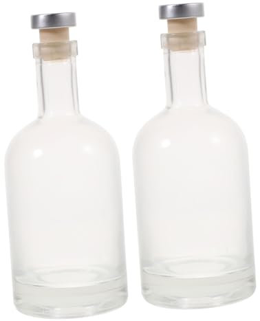 Cabilock 2piezas Botellas De Vidrio Transparentes Gruesas Para Licor De Unidades Con Base Antideslizante y Apertura Amplia Para Vino Whisky y Vodka Hogar y Bar
