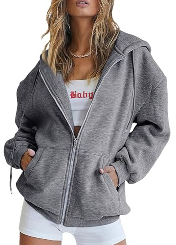 amropi Felpa da Donna Sportivo Giacca con Cappuccio a Cerniera Cappotto Casual Giubbotto