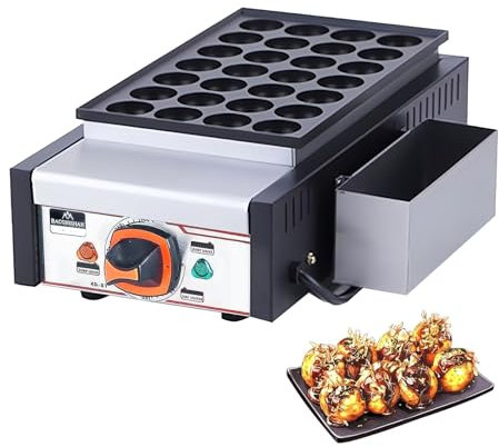SAIYERUS Electric Takoyaki Maker with Takoyaki Tools - Specialty & Novelty Cake Pans for Takoyaki Octopus Ball, Pop, Ebelskiver, Aebleskiver - Easy Clean, 50-300℃ Adjustable Temperature, 28 Holes