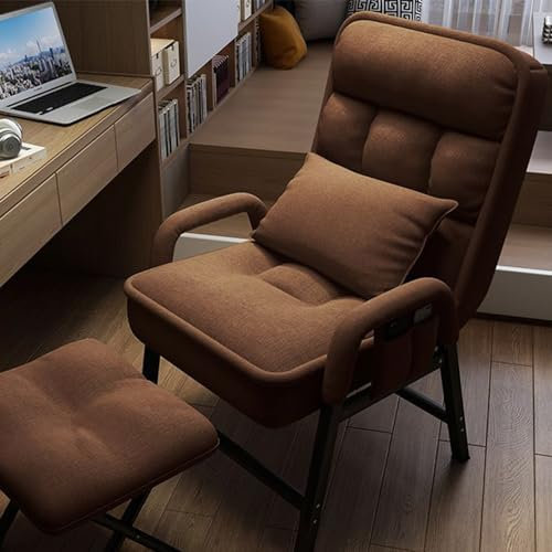 Moderner Akzentsessel mit Fußhocker, verstellbare Rückenlehne und Metallrahmen, bequemer Loungesessel für Schlafzimmer, Wohnzimmer, Seitentaschen, 50 x 56 x 95 cm, Grau