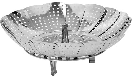 Steaming Basket for Cooking, SYPHIHY Stainless Steel Folding Vegetable Steamer Adjustable Vegetable Steamers Basket for Cooking