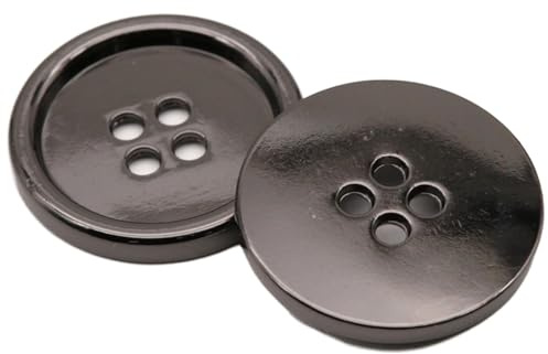 Blausky 20 Stück 23mm Metallknöpfe,Knöpfe mit 4-Loch Nähenknöpfe Klein Knopf Flache Runde Bastelnknöpfe Buttons aus Metall zum Stricken für Kleidungsdekoration & DIY Bastelprojekte,Schwarz