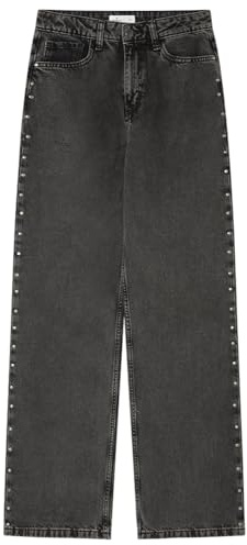 SPRINGFIELD Wide Leg Jeans with Studs, svart, 34 dam