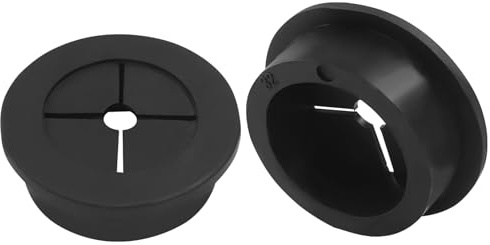 Zorveiio 2 Pcs 1-1/4 Inch (32mm) Cable Grommet, Flexible Rubber Wire Hole Cover Pass Through for Office Computer Desk, Cabinet & Furniture Wire Organizer, Black