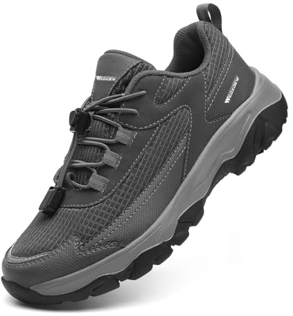 WEDXDEW Scarpe Pianta Larga Uomo Larghi o Alluce Diabetici Senza Lacci Trekking Casual Per Camminare Mocassini da Larghezza Ampia Comfort(Gray,46 EU)