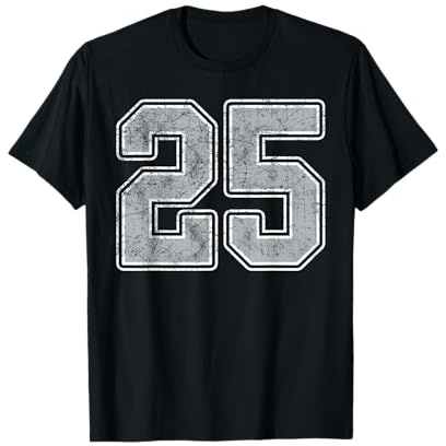 Uniforme de Joueur numéro 25 en Jersey Blanc argenté #25 T-Shirt
