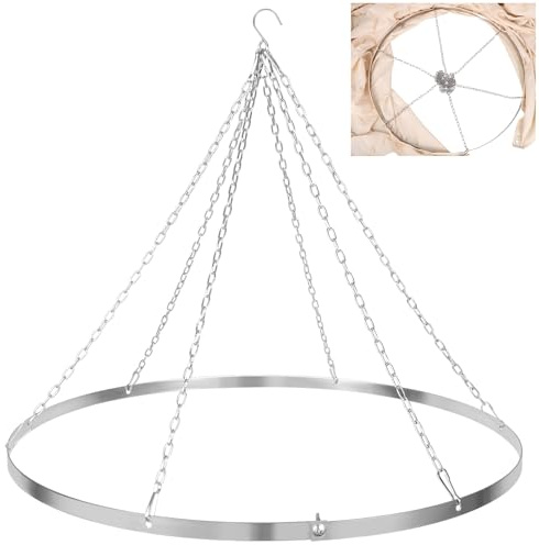 24in 6 Panels Silver Metallic Ceiling Drapes Hanging Kit Wedding Ceiling Drapes Canopy Hoop Metal Hardware Kit for Indoor Outdoor Decorations