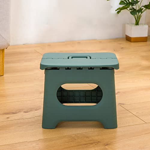 CHEOTIME Klappbarer Tritthocker, tragbarer Faltbarer Fußhocker, robust, platzsparend, Kunststoff-Fußhocker für Erwachsene und Kinder, Vintage-Rot, für Küche, Badezimmer, Schlafzimm (Grün)