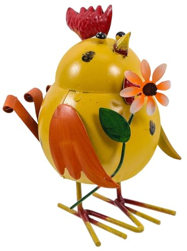 NUOBESTY Ebene Gartenstatue aus Eisen, Gelb, Kreative Figur für Garten | Cartoon Design, Leicht Umzustellen, Geeignet für Regal und Teichdeko
