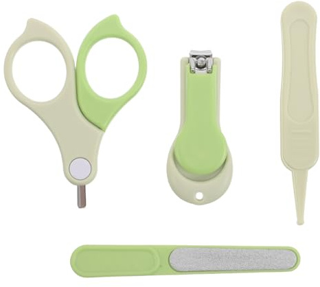 ERINGOGO Kit Cortauñas para Bebés Cortaúñas Seguro y Lima de Uñas en Acero Inoxidable, Tijeras y Pinzas en Estuche Verde para Uso en Casa y Viaje