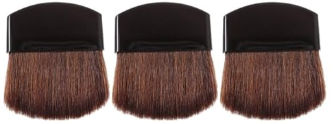 COOPHYA 3 Mini Brochas de Maquillaje Facial en Negro con Cerdas de Pelo de Caballo y Mango de Plástico, Versátiles y Portátiles para Uso Diario y Viajes