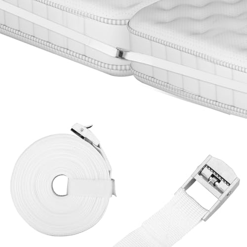 10m/33ft Long Twin Bed Connector Strap, Adjustable Twin Bed Bridge Joiner with Metal Buckle Beds Converter Suspenders Durable Mattress Splicer Linking Strap to Convert Double to King Beds (White)
