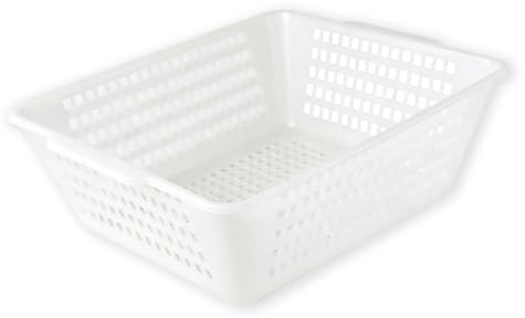 IPEA Cesta Forata in Plastica Rettangolare Multiuso - Made in Italy - 33 x 33 x 16 cm - Cesto per Bucato, Casa, Bagno, Biancheria - Bacinella con Fori - Contenitore Traforato - Vaschetta Bianca