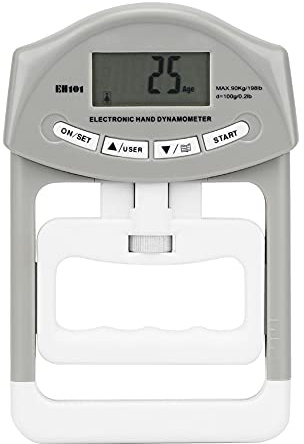 Dinamometro Elettrico per Forza di Presa, Tester Digitale per Misurazione Salute, ABS, Compatto e Regolabile - Display LCD Grande, Memoria per 19 Utenti, Ideale per Studenti e