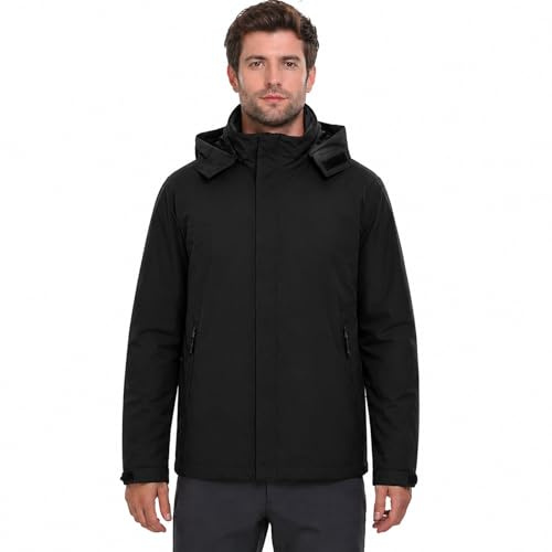 Modvibe Regenjacke Herren Wasserdicht Atmungsaktiv Regenmantel Herren Wasserdicht Outdoorjacke Windbreaker mit Abnehmbarer Kapuze Leichte Regenjacke Herren für Wandern Reisen