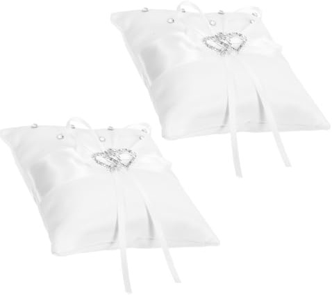 VERDANVERSE 2 St Vigselringkudde med Dubbla Hjärtan och Rhinestones Lätt Bärbar Ceremoni Ringkudde för Bröllop Förlovning Jubileum och Vigselaccessoarer