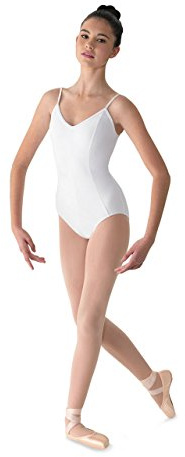 Mirella Women's Princess Seam V-Front Camisole Dance Leotard,White,Medium